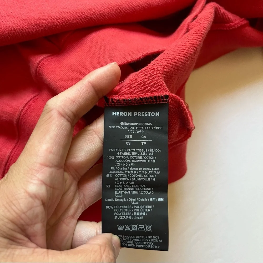 HERON PRESTON red orange crew neck patch logo cotton pullover‎ sweater